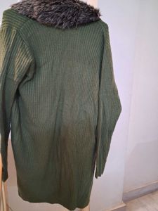 Olive Green  Faux Fur Collar