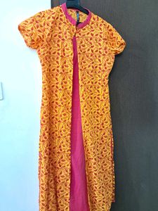 Sale On: A Line Pink Yellow Kurta
