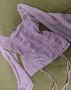 Baby Pink Ruched Crop Top