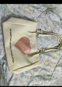 Cute Cream Heart Tote Bag