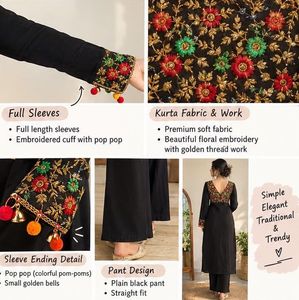 ✨🖤Elegant Black Embroidery Kutru Set ✨🖤