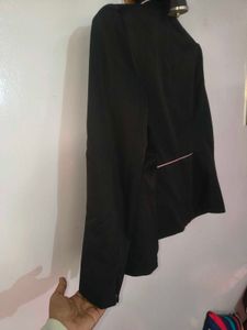 Chic Black Blazer with Pink Trim