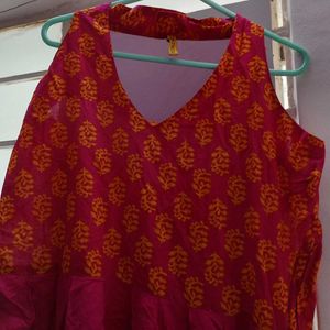 Vibrant Pink &amp; Yellow Printed Kurta