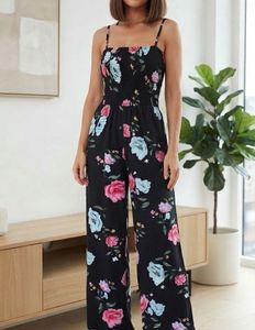 Floral Print Jumpsuit with cover up jacket