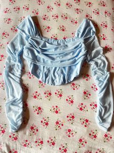 Light Blue Ruched Corset Top