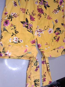 Yellow Floral Tunic Top with long bell sleeves