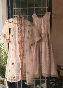 Very Amazing Frock With Net Shrug Set