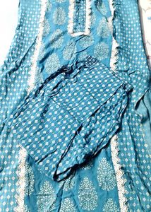 Teal Blue Kurta with Pants Set pure cotton