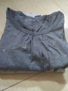 Girls' Gray Tee &amp; Patterned Pants Set