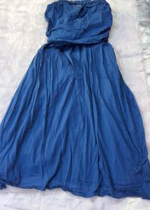 Blue Strapless Maxi Dress