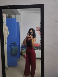 Maroon Suspender Jumpsuit