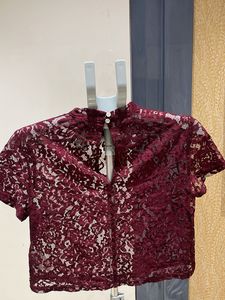 Burgundy Lace Crop Top