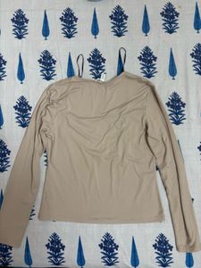 H&amp;M Nude Long Sleeve Square Neck Top | Size