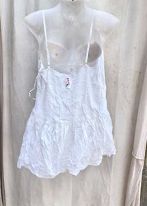 I. Embroidered White Camisole Top