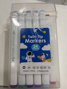 24 Colors Twin-Tip Markers Set