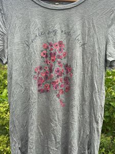 Grey T-Shirt with Floral Print