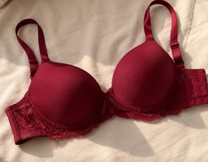Red Lace Trim Bra