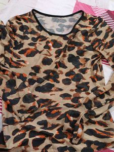Shein Leopard Print Mesh Top