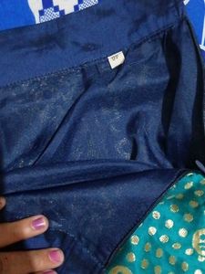 Elegant Teal &amp; Navy Peacock Brocade Lehenga