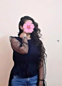 Stylish Black Sheer Sleeve Top