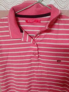 Liz Modi Striped Pink Polo