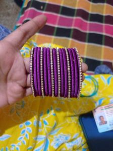 Vibrant Purple Bangles with Stone Embellishments