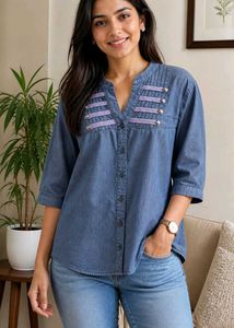 Stylish Denim Tunic Top