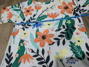 Floral Print Maxi Dress with Orange Skirt