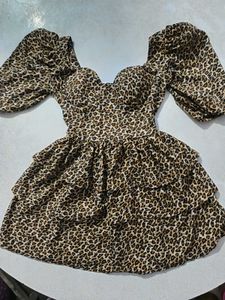 Leopard Print Ruffle Dress