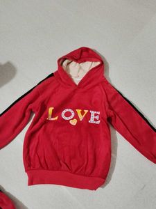 Cute Red Love Hoodie &amp; Pants Set