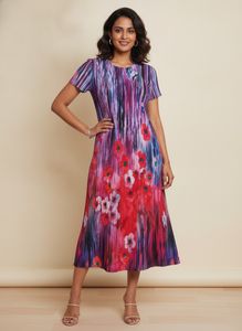Vibrant Pleated Floral Dress