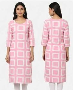 Pink Geometric Print Kurta