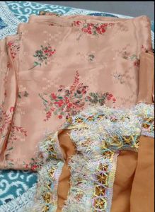 Floral Dress Material with Embroidery