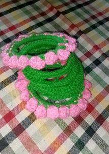 Handmade Crochet Flower Bangles