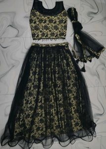Elegant Black Floral Lehenga Choli Set