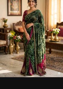 Designer Green and Pink Saree