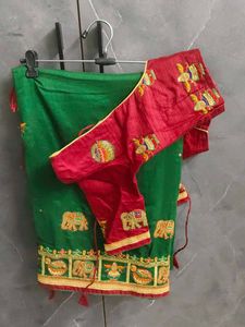 Embroidered Silk saree with blouse