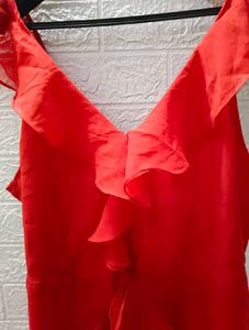 Red Ruffle Dress + Freebie Any One Earings Set