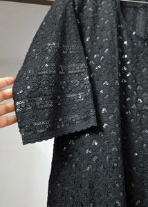 Elegant Black Chikankari Kurta with dupatta