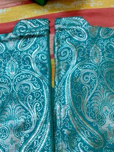 Elegant Dark Green Brocade Kurta Set for teen kids