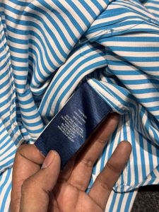 Ralph Lauren Girls/Women's Aqua Blue &amp; White Strip