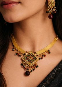 Elegant Golden Oxidized Jewelry Set