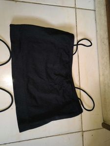 Black Ribbed Crop Tops (Set of 2)