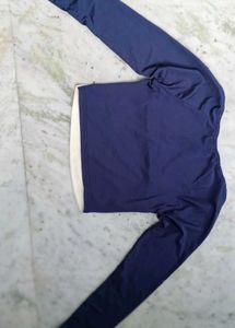 Newme Navy Colorblock Square Neck Crop Top