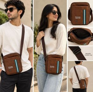Unisex Brown Crossbody Bag