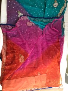 Multi Colour Emboridered Saree
