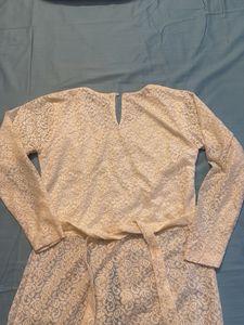 Elegant Cream Lace Kurta Set