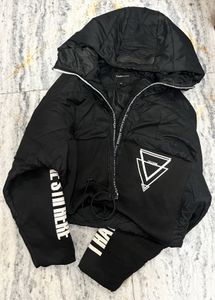 Black Bomber Jacket Cropped&amp; Thick Padded