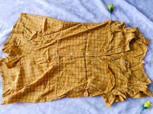 Girls Mustard Yellow Checked Jumpsuit | 6-8 Years