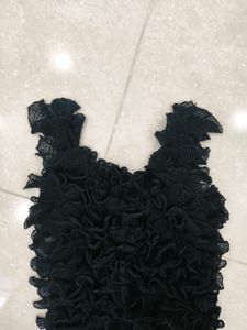 Black Ruffled Tank Top